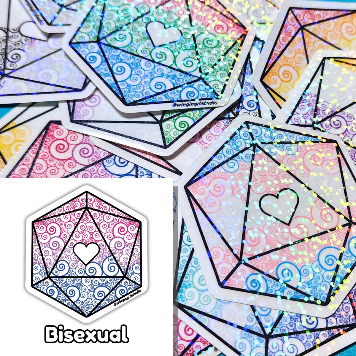 Bisexual Sticker, D20 Sticker, LGBTQIA+ Sticker, DND, Pride Sticker picture