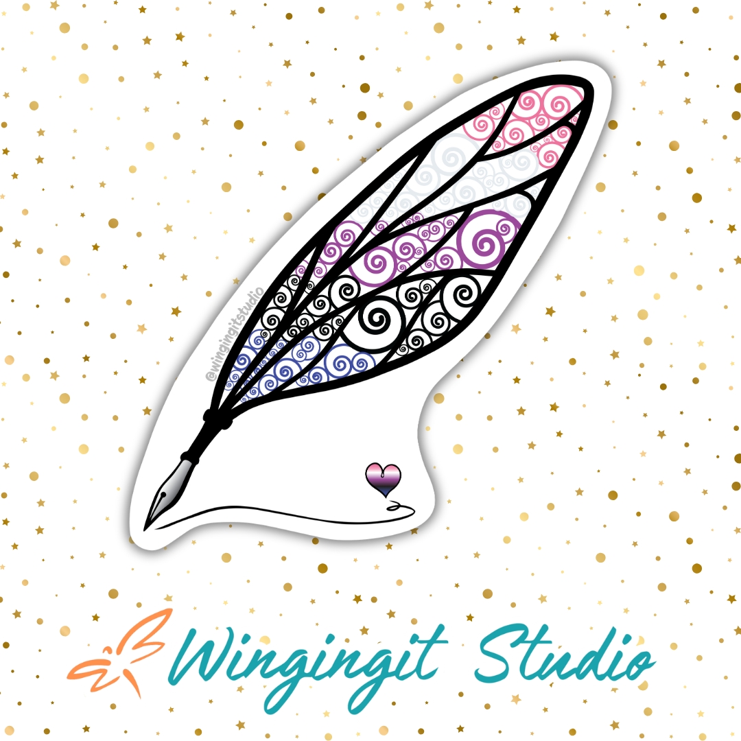 Genderfluid Sticker, LGBTQIA+ Sticker, Pride Sticker, Fantasy, Writing, Journaling & Book Lover picture