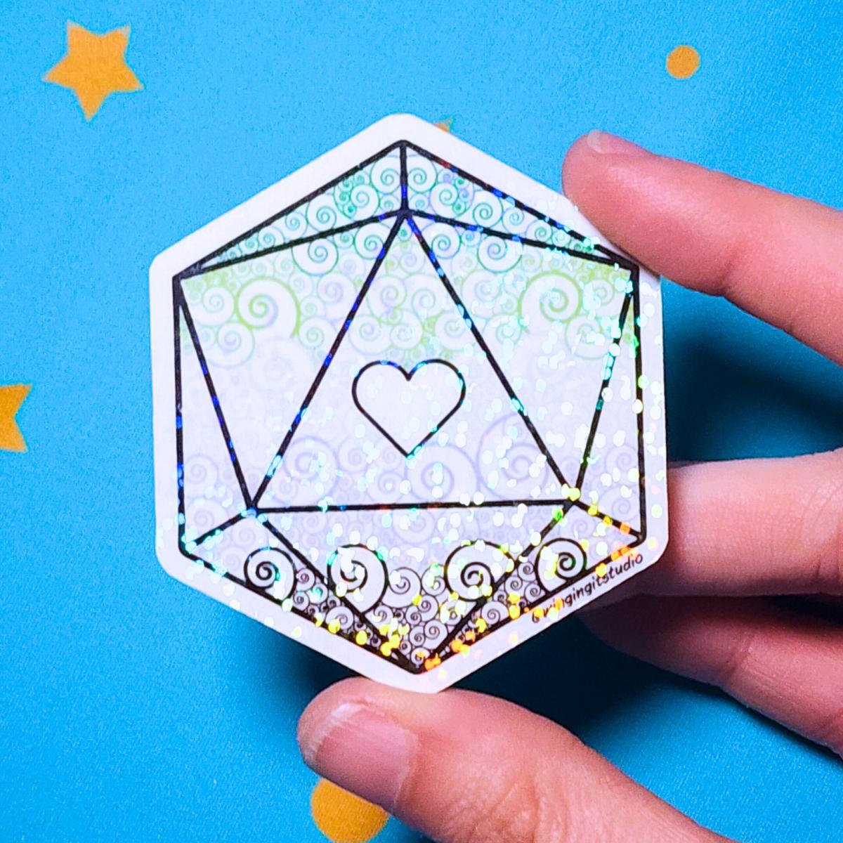Aromantic Sticker, D20 Sticker, LGBTQIA+ Sticker, DND, Pride Sticker picture