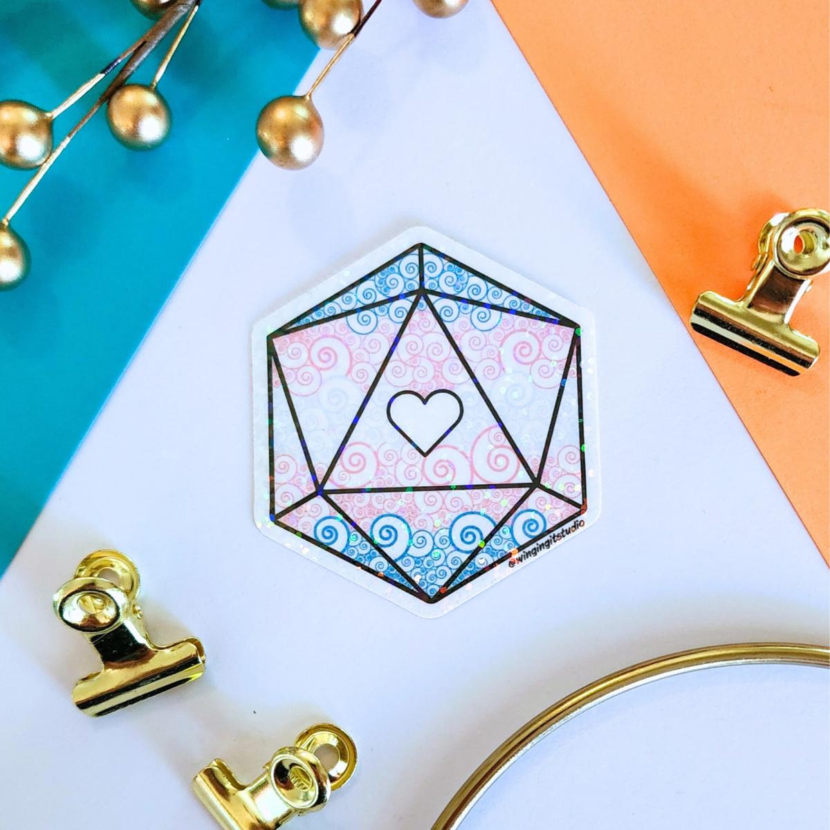 Trans Sticker, D20 Sticker, LGBTQIA+ Sticker, DND, Pride Sticker picture