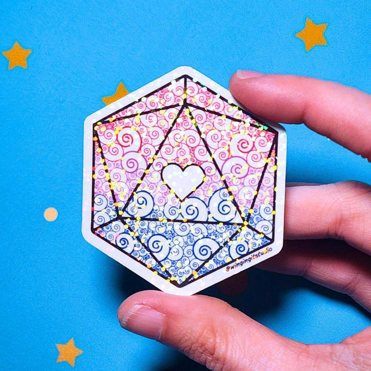 Bisexual Sticker, D20 Sticker, LGBTQIA+ Sticker, DND, Pride Sticker picture