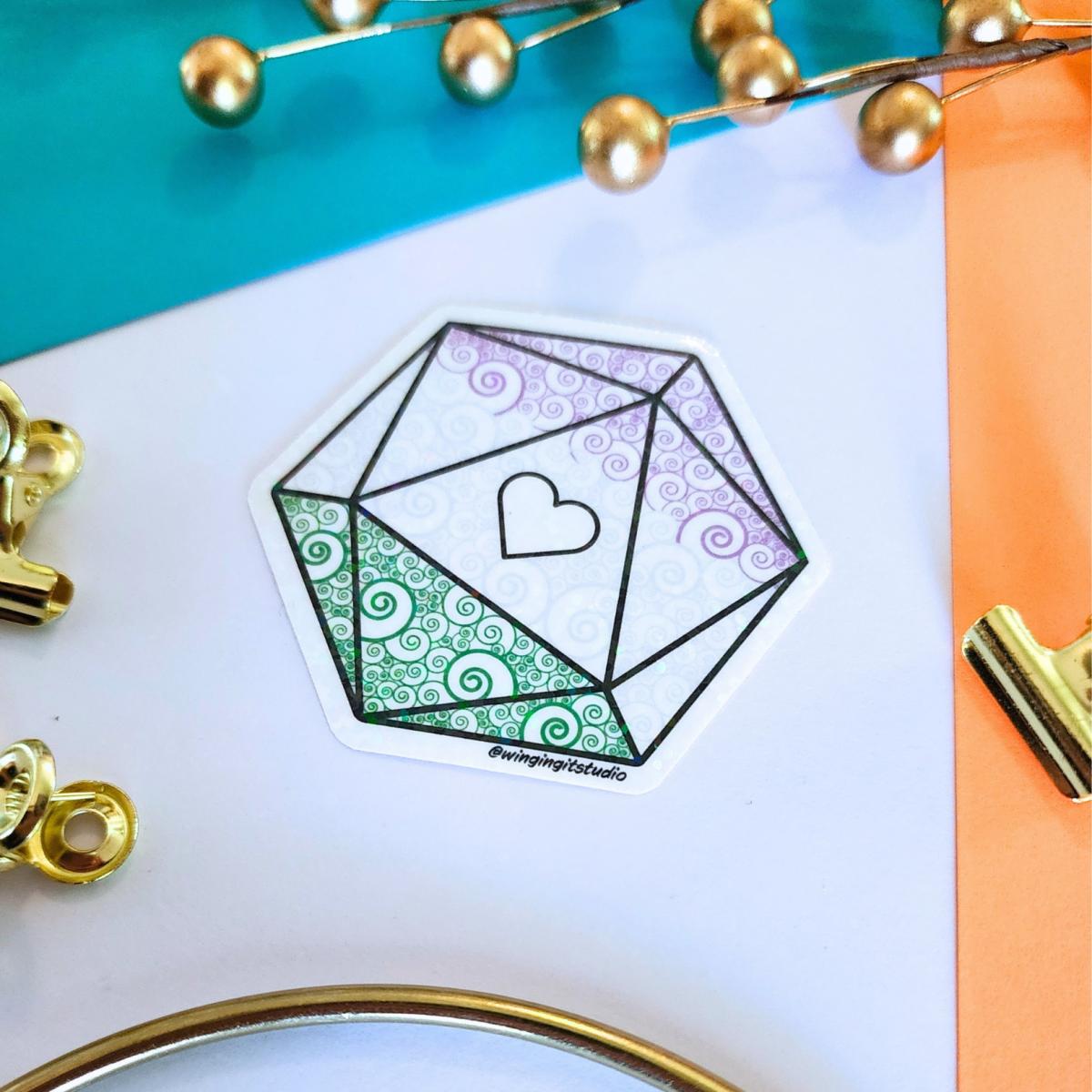 Genderqueer Sticker, D20 Sticker, LGBTQIA+ Sticker, DND, Pride Sticker picture