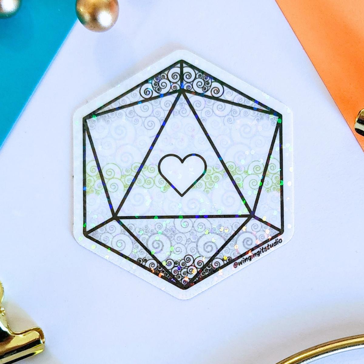 Agender Sticker, D20 Sticker, LGBTQIA+ Sticker, DND, Pride Sticker, Nerdy Sticker picture