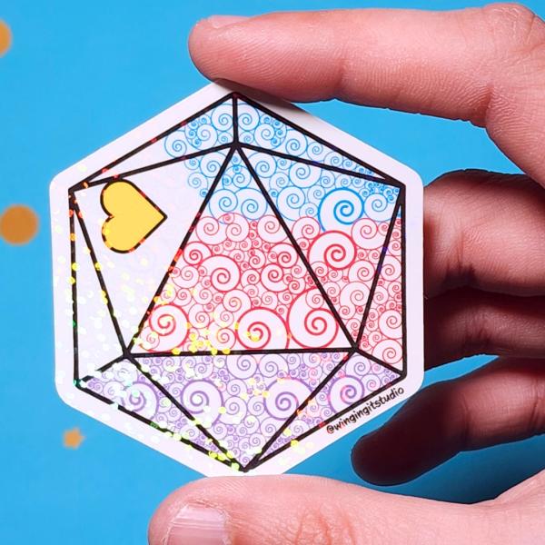 Polyamory Sticker, D20 Sticker, LGBTQIA+ Sticker, DND, Pride Sticker