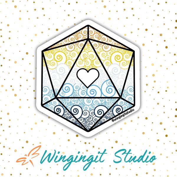 Aroace Sticker, D20 Sticker, LGBTQIA+ Sticker, DND, Pride Sticker