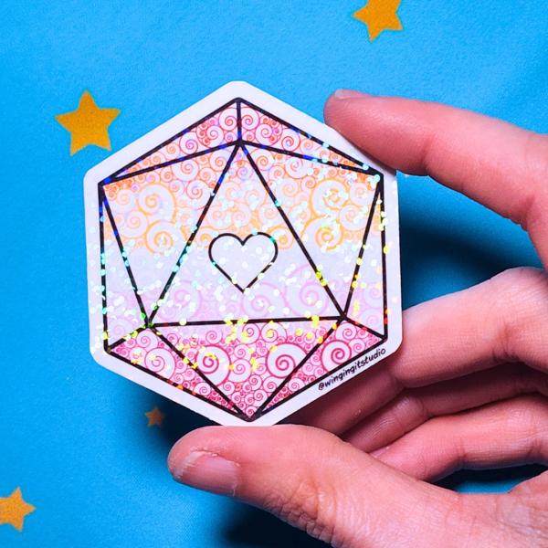 Lesbian Sticker, D20 Sticker, LGBTQIA+ Sticker, DND, Pride Sticker