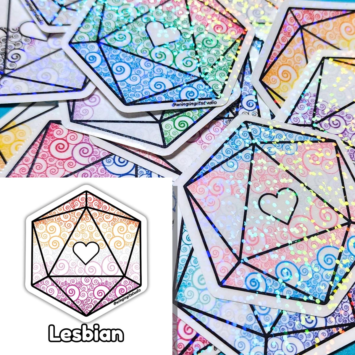 Lesbian Sticker, D20 Sticker, LGBTQIA+ Sticker, DND, Pride Sticker picture
