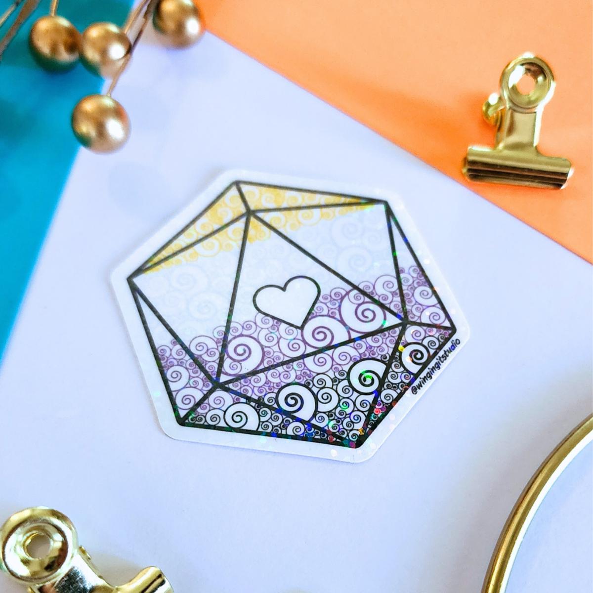 Nonbinary Sticker, D20 Sticker, LGBTQIA+ Sticker, DND, Pride Sticker picture