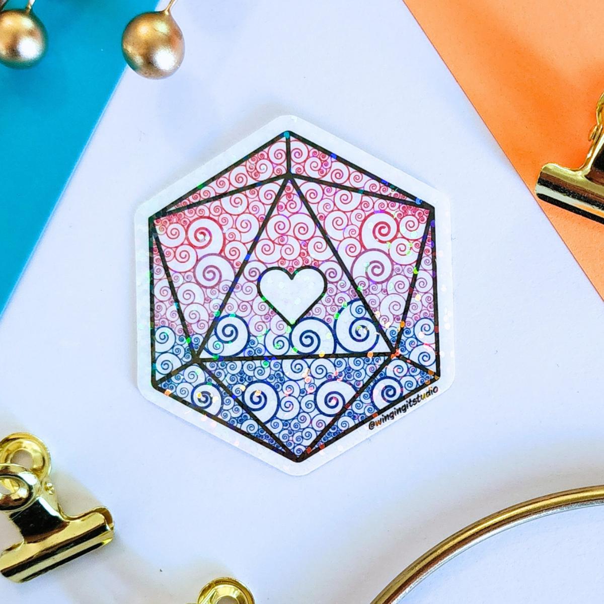 Bisexual Sticker, D20 Sticker, LGBTQIA+ Sticker, DND, Pride Sticker picture