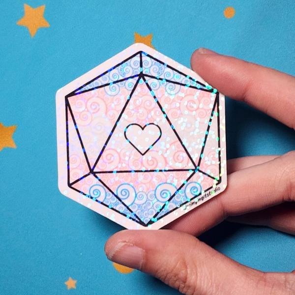 Trans Sticker, D20 Sticker, LGBTQIA+ Sticker, DND, Pride Sticker