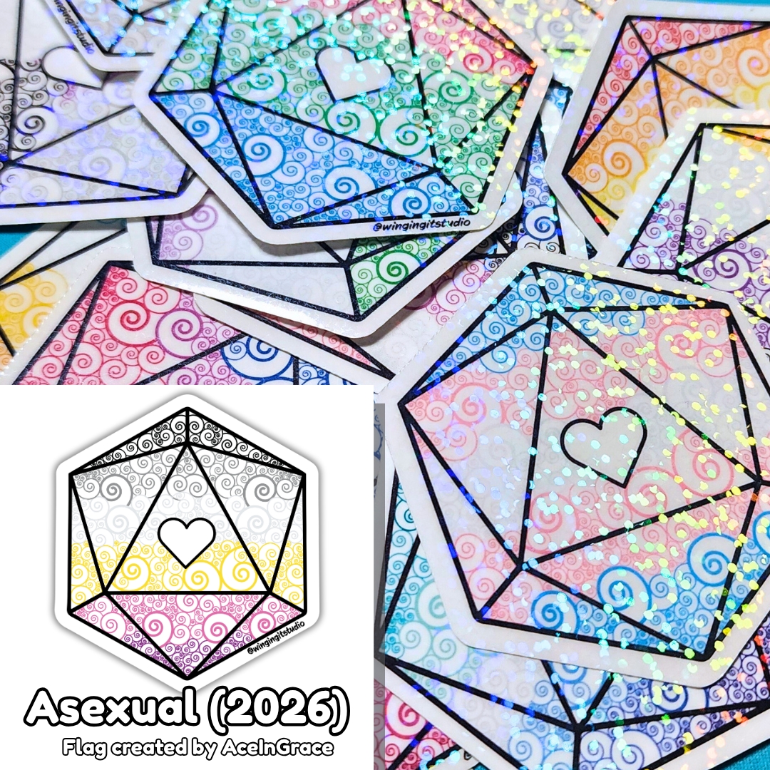 Asexual Sticker (2026), Designed by AceinGrace, D20 Sticker, LGBTQIA+ Sticker, DND, Pride Sticker picture