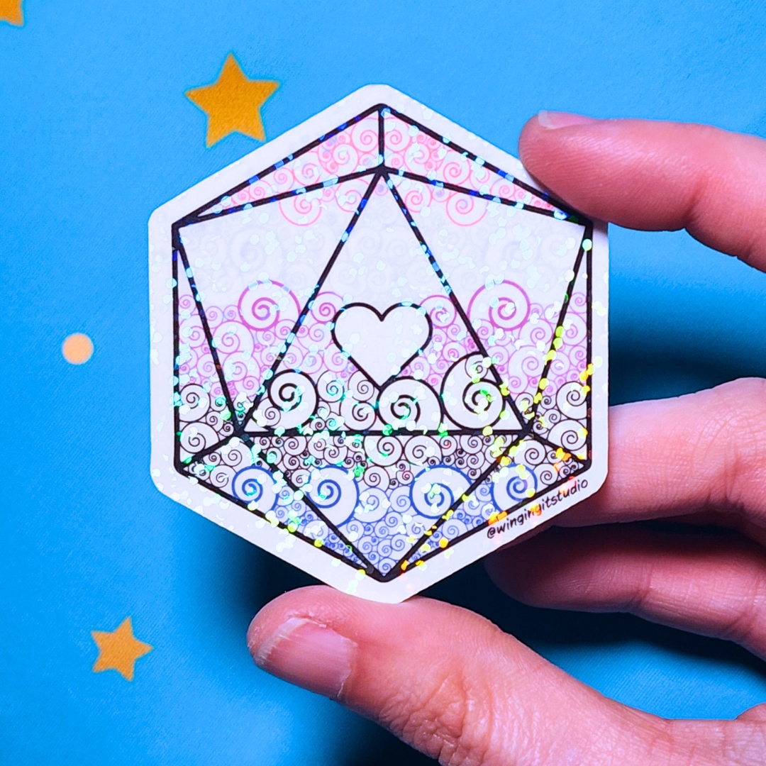 Genderfluid Sticker, D20 Sticker, LGBTQIA+ Sticker, DND, Pride Sticker picture