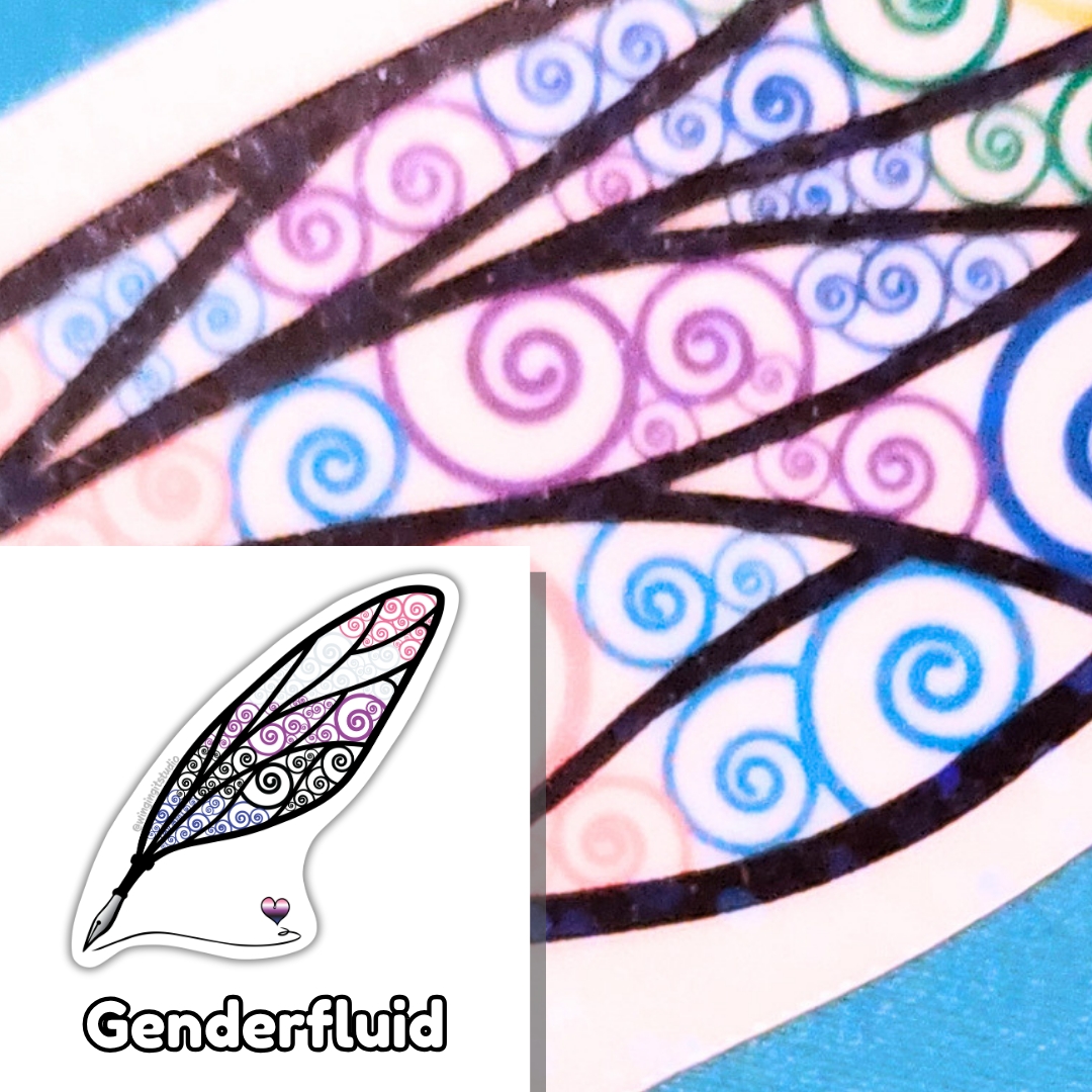 Genderfluid Sticker, LGBTQIA+ Sticker, Pride Sticker, Fantasy, Writing, Journaling & Book Lover picture