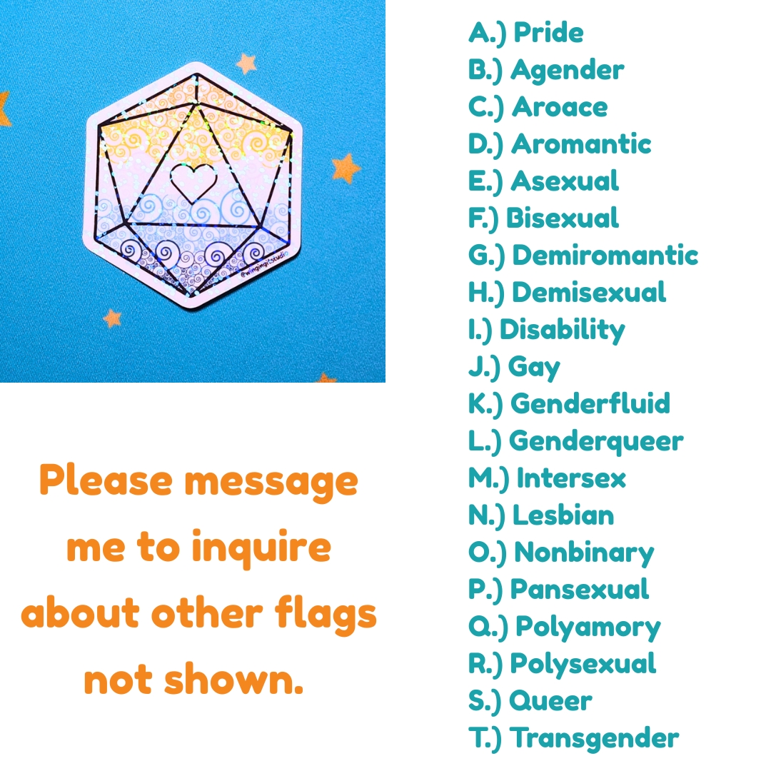 Aroace Sticker, D20 Sticker, LGBTQIA+ Sticker, DND, Pride Sticker picture