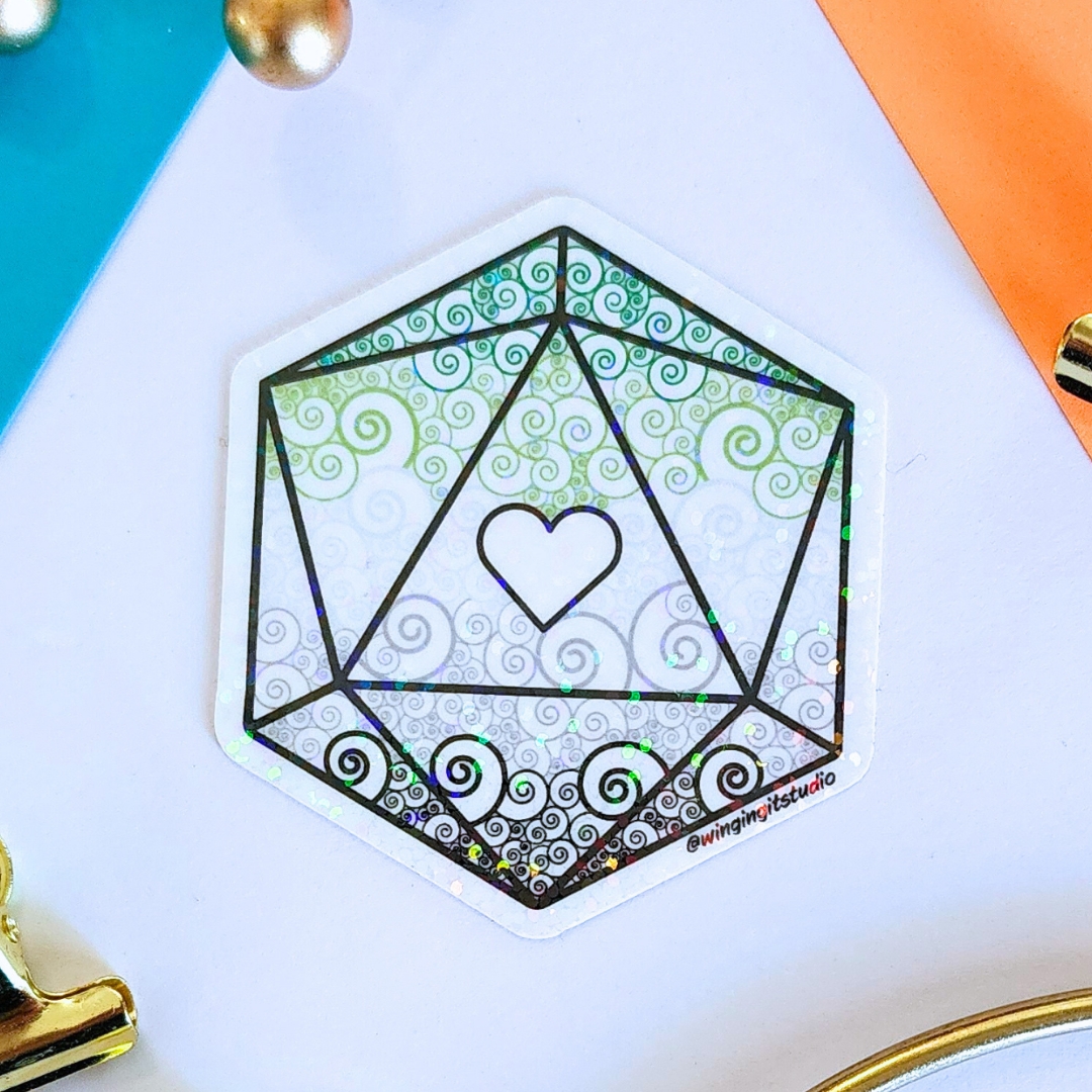 Aromantic Sticker, D20 Sticker, LGBTQIA+ Sticker, DND, Pride Sticker picture