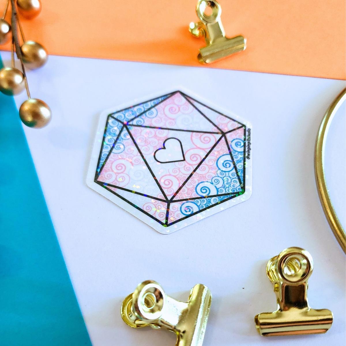 Trans Sticker, D20 Sticker, LGBTQIA+ Sticker, DND, Pride Sticker picture