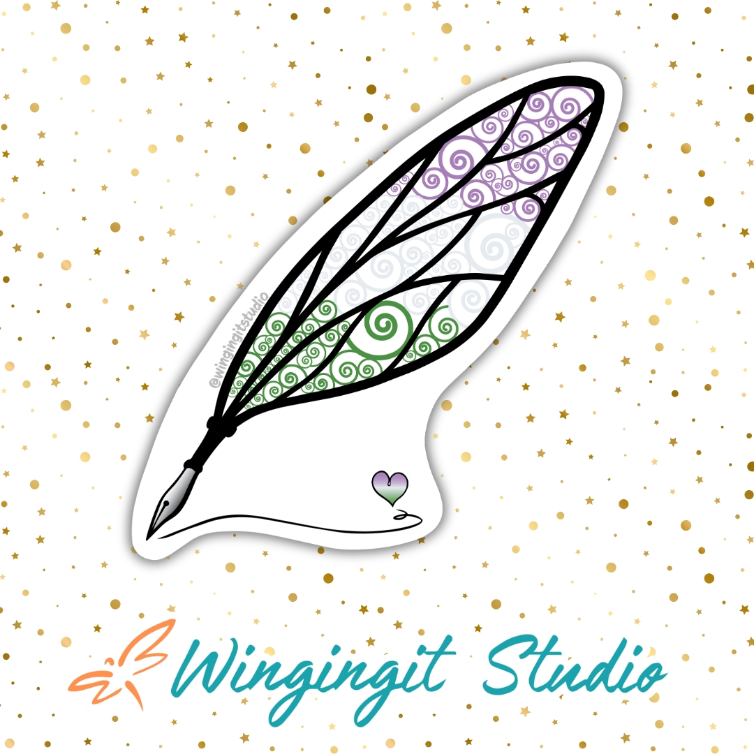 Genderqueer Sticker, LGBTQIA+ Sticker, Pride Sticker, Fantasy, Writing, Journaling & Book Lover picture