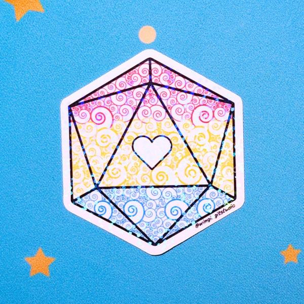 Pansexual Sticker, D20 Sticker, LGBTQIA+ Sticker, DND, Pride Sticker