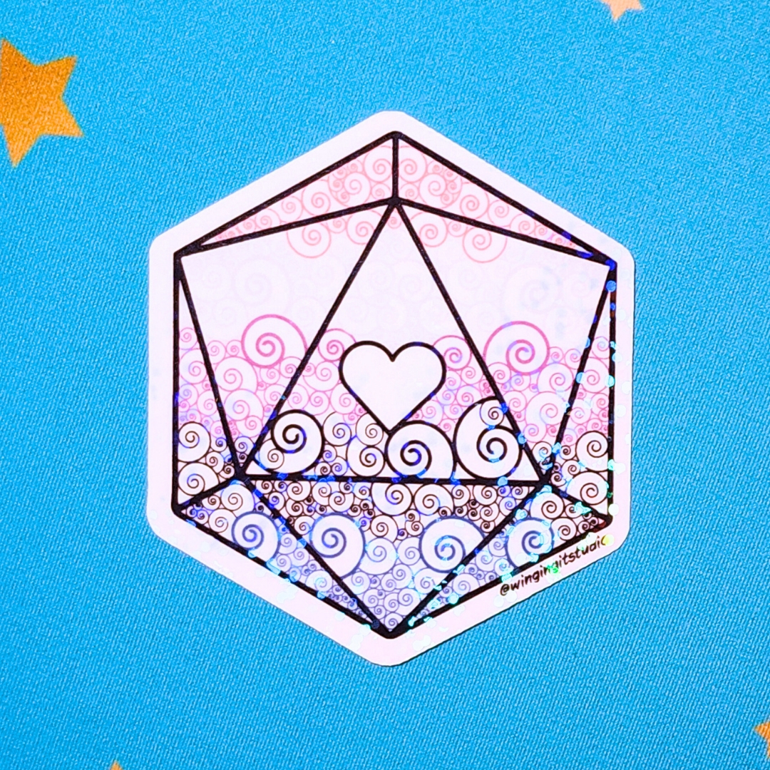 Genderfluid Sticker, D20 Sticker, LGBTQIA+ Sticker, DND, Pride Sticker picture