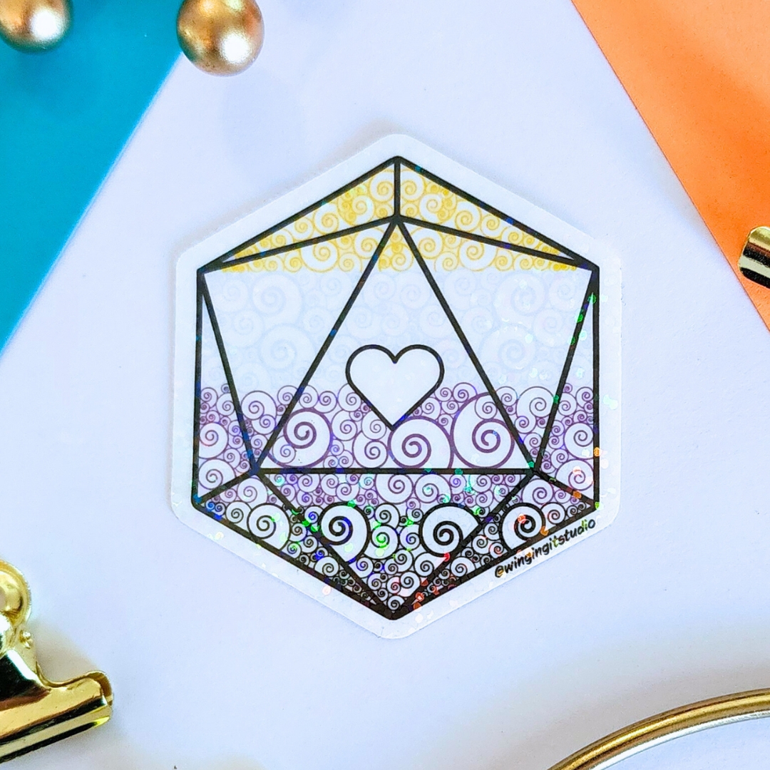 Nonbinary Sticker, D20 Sticker, LGBTQIA+ Sticker, DND, Pride Sticker picture