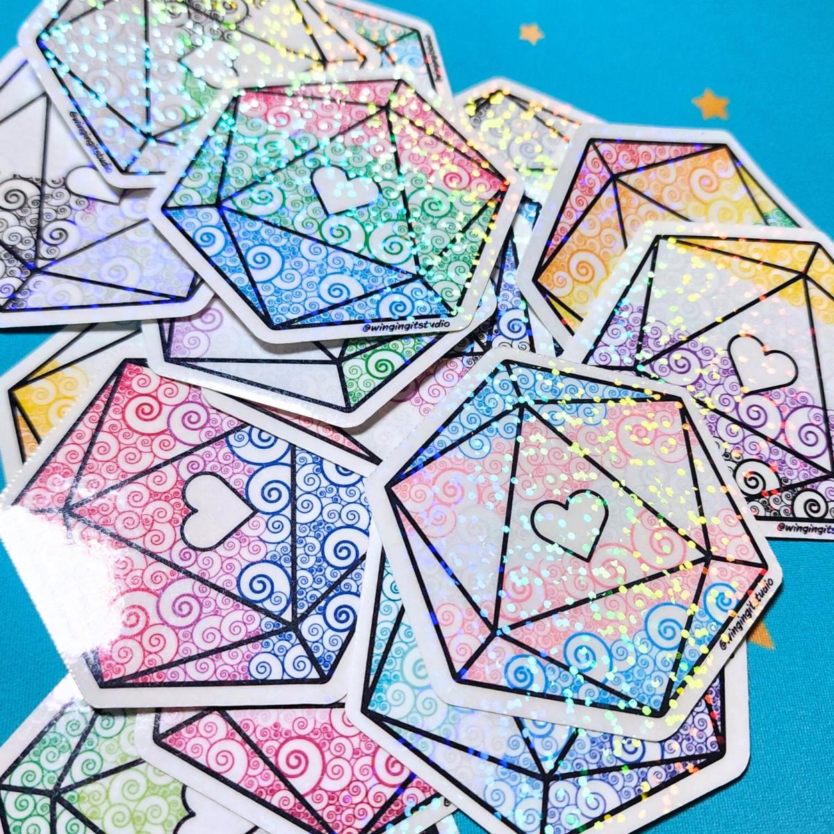 Agender Sticker, D20 Sticker, LGBTQIA+ Sticker, DND, Pride Sticker, Nerdy Sticker picture