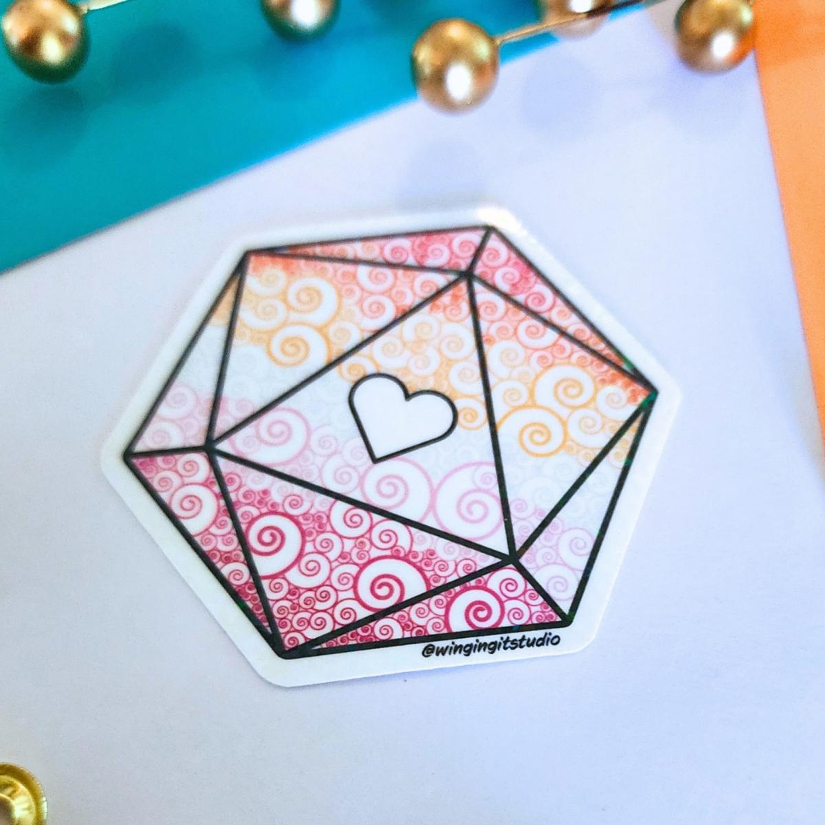 Lesbian Sticker, D20 Sticker, LGBTQIA+ Sticker, DND, Pride Sticker picture