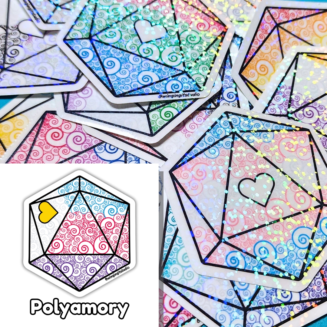 Polyamory Sticker, D20 Sticker, LGBTQIA+ Sticker, DND, Pride Sticker picture