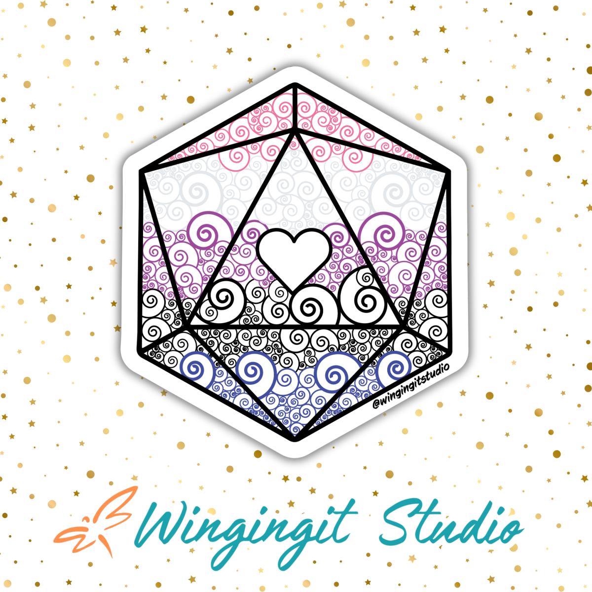 Genderfluid Sticker, D20 Sticker, LGBTQIA+ Sticker, DND, Pride Sticker picture