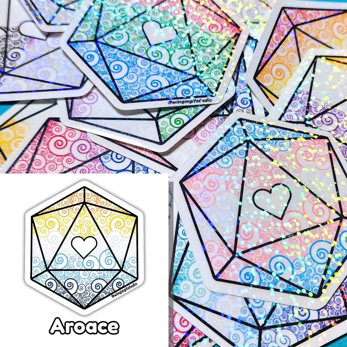 Aroace Sticker, D20 Sticker, LGBTQIA+ Sticker, DND, Pride Sticker picture