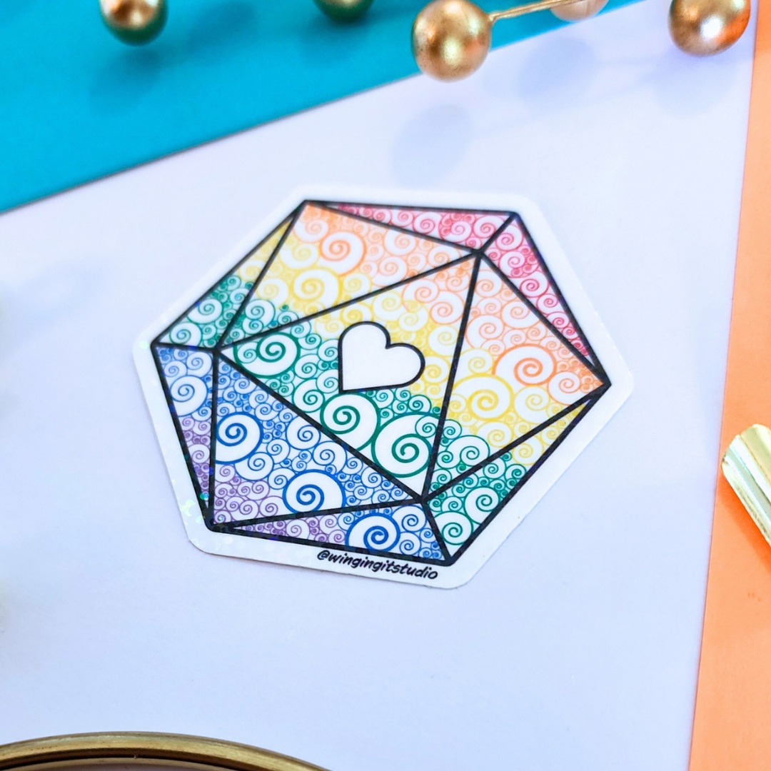 Pride Sticker, Rainbow Pride, D20 Sticker, LGBTQIA+ Sticker, DND, Pride Sticker picture