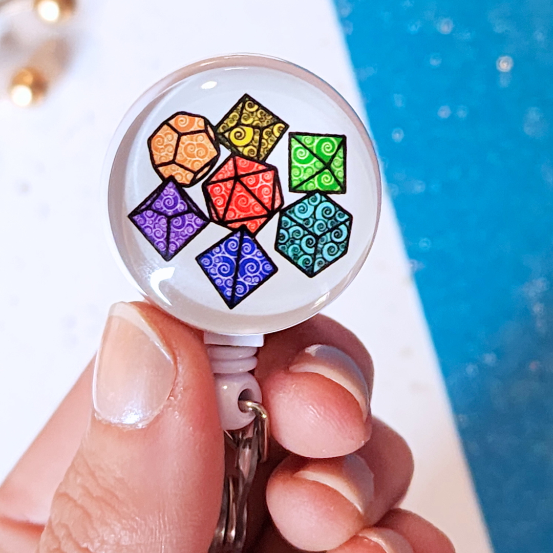 Dice Set - Retractable Badge Clip picture