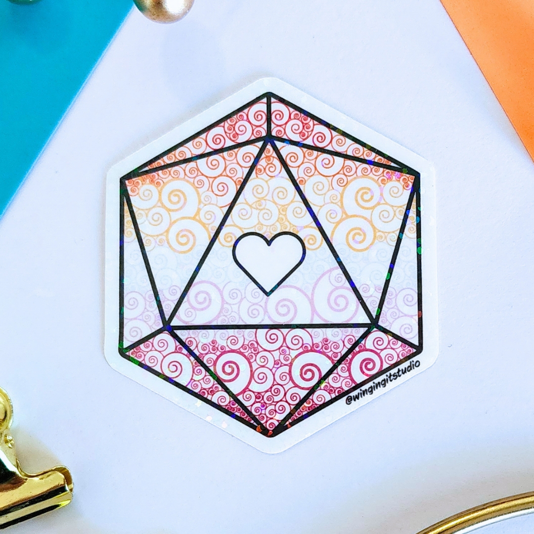 Lesbian Sticker, D20 Sticker, LGBTQIA+ Sticker, DND, Pride Sticker picture