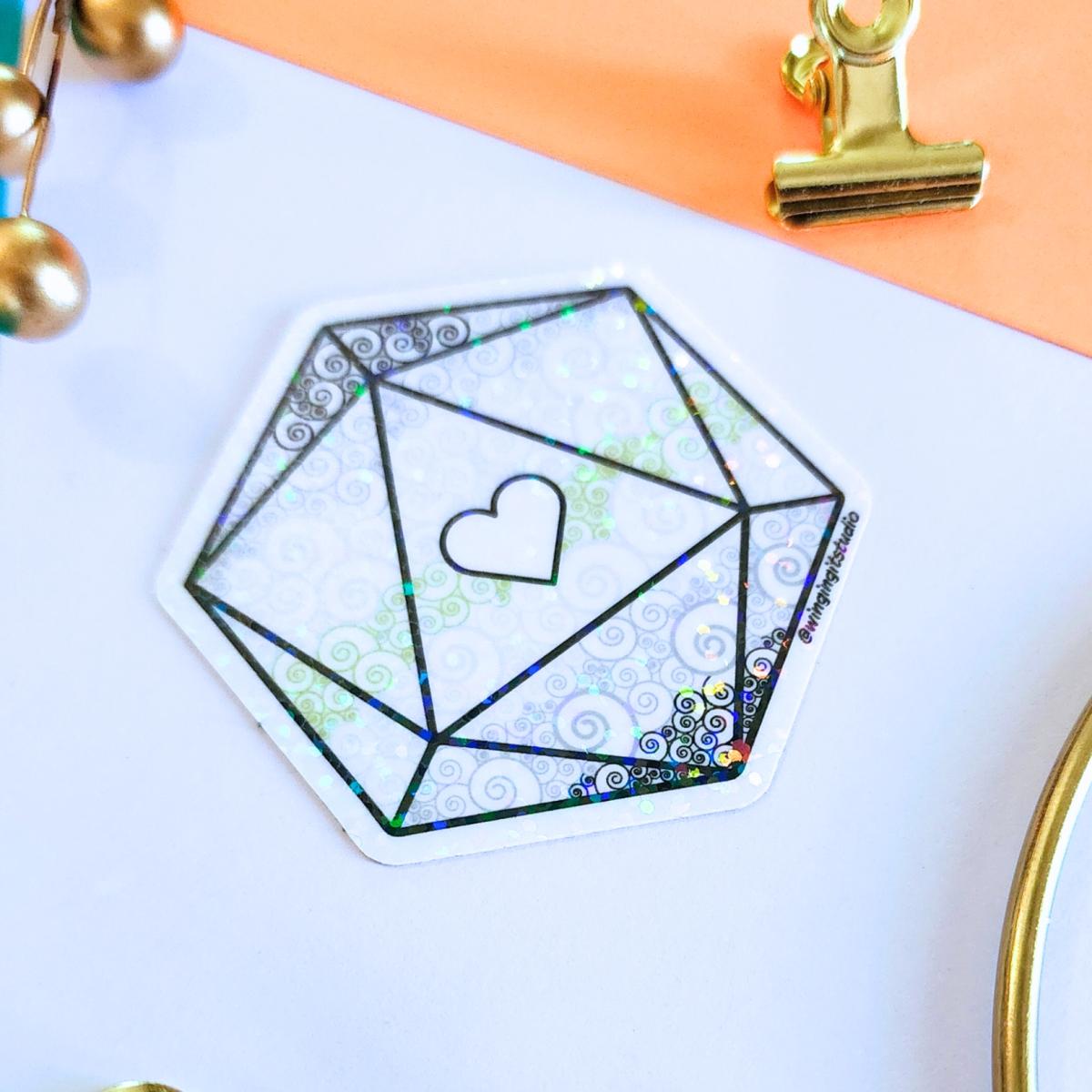 Agender Sticker, D20 Sticker, LGBTQIA+ Sticker, DND, Pride Sticker, Nerdy Sticker picture