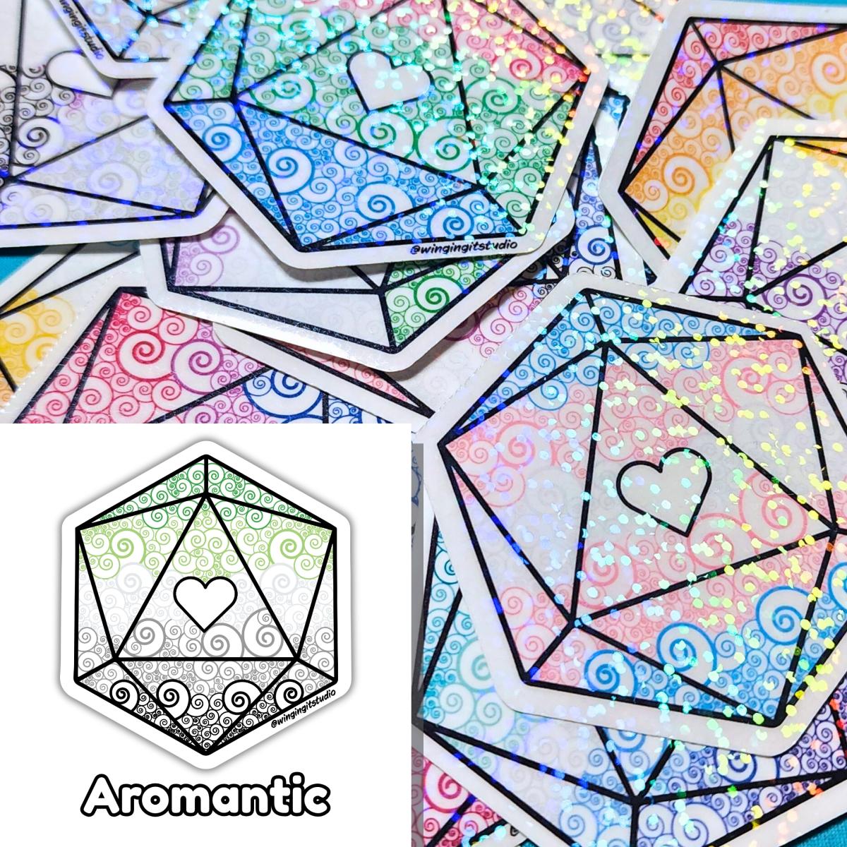 Aromantic Sticker, D20 Sticker, LGBTQIA+ Sticker, DND, Pride Sticker picture
