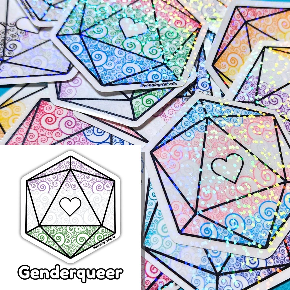 Genderqueer Sticker, D20 Sticker, LGBTQIA+ Sticker, DND, Pride Sticker picture