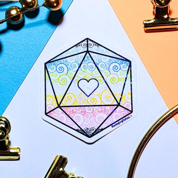 Queer Sticker, D20 Sticker, LGBTQIA+ Sticker, DND, Pride Sticker