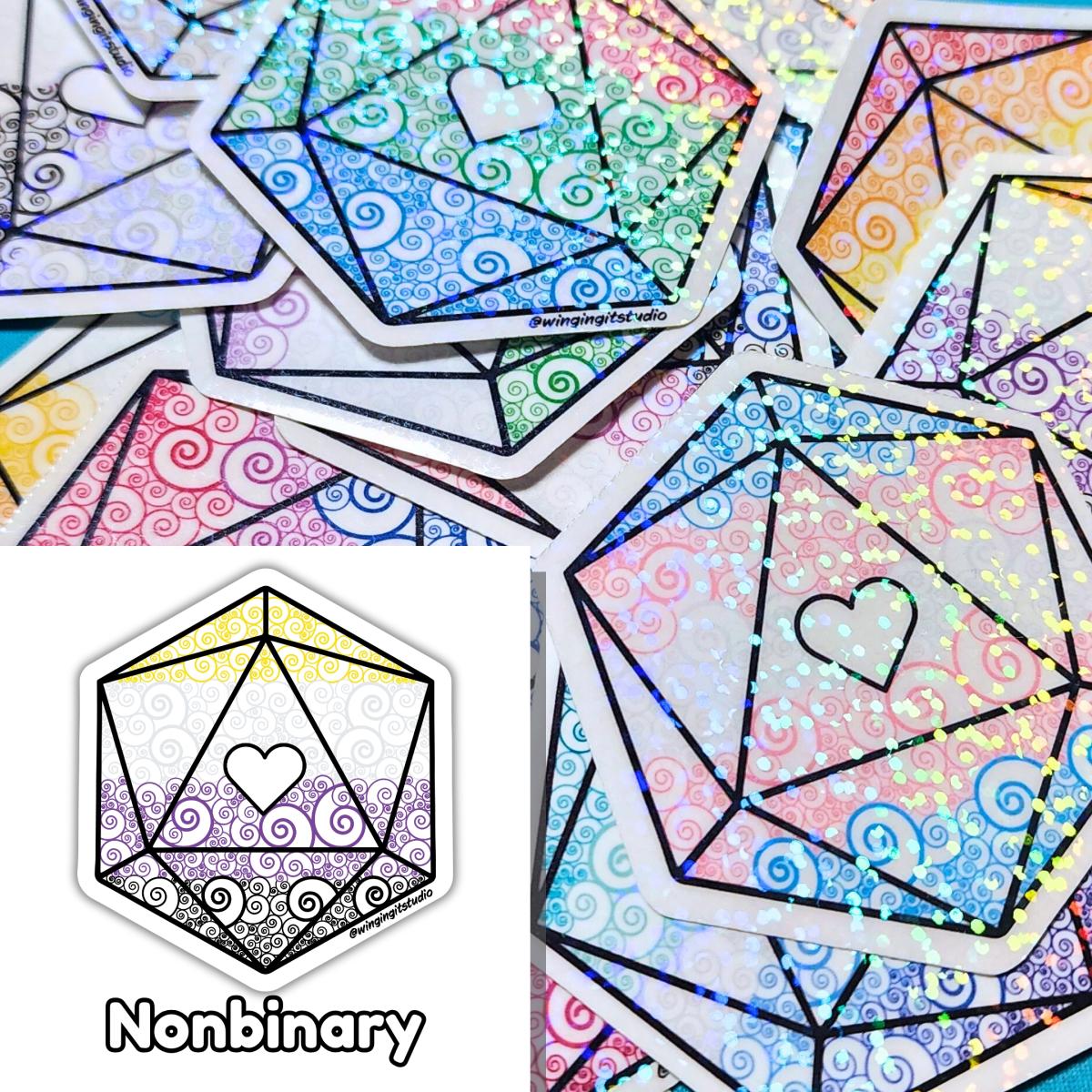 Nonbinary Sticker, D20 Sticker, LGBTQIA+ Sticker, DND, Pride Sticker picture