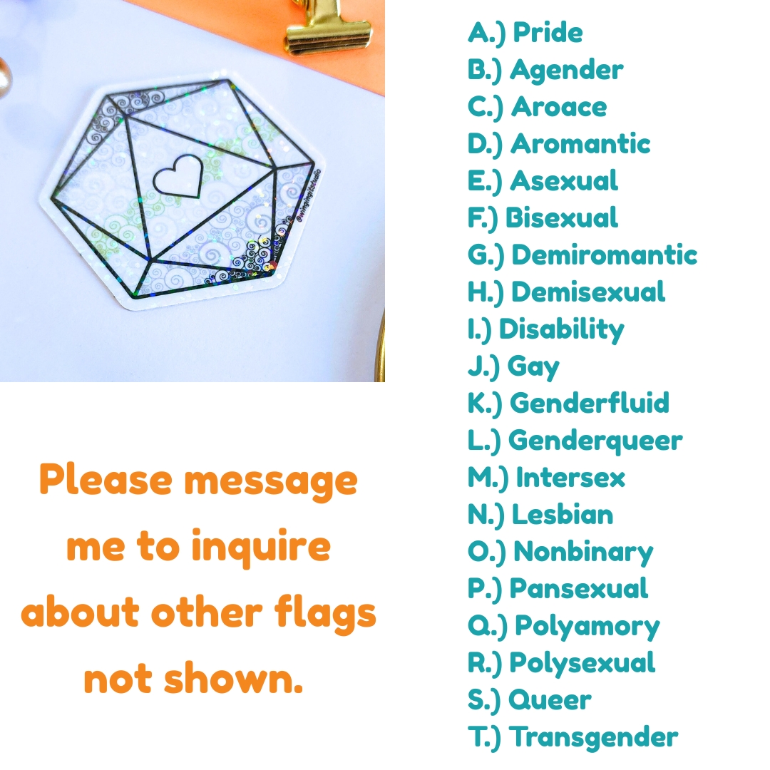 Agender Sticker, D20 Sticker, LGBTQIA+ Sticker, DND, Pride Sticker, Nerdy Sticker picture