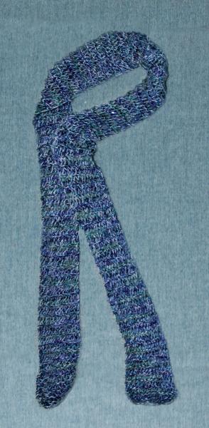 Women's Hand Knit Scarf. Shades of Blue that Sparkles with Sequin picture