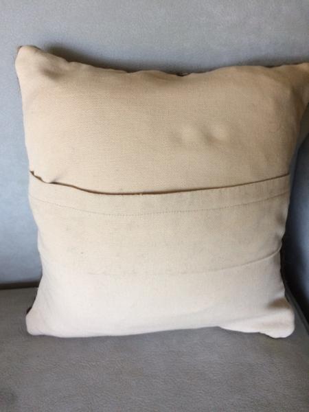 Brown Geometric Square Throw Pillow, Handwoven, Hand Dyed Wool picture