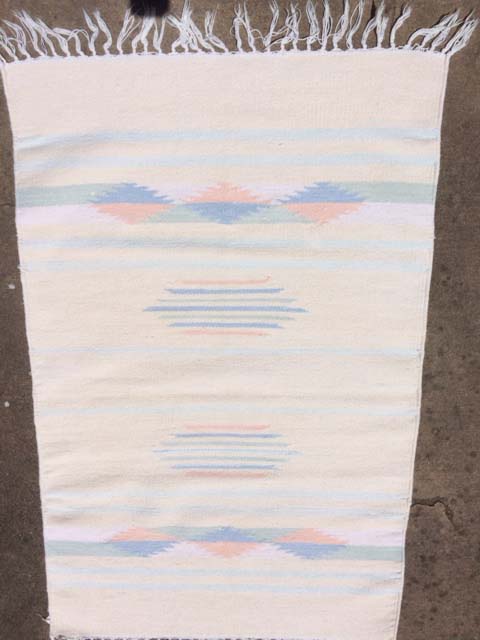 Cotton Rug, Native American Design, in Pastels. Handwoven