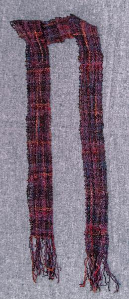 Handwoven Men's or Women's Unisex Scarf. Merino Wool in Burgundy, Reds, and Blues. picture