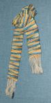Women's Striped Handwoven Scarf in Blue, Tangerine, Yellow and Off White