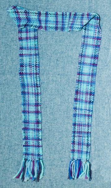 Handwoven Blues and Lavenders, Men's or Women's Unisex Merino Wool Scarf picture