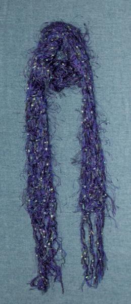 Women's Scarf, Delicate Lacy Hand Knit Purple