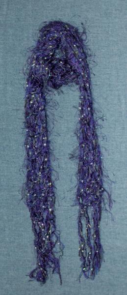 Women's Scarf, Delicate Lacy Hand Knit Purple picture