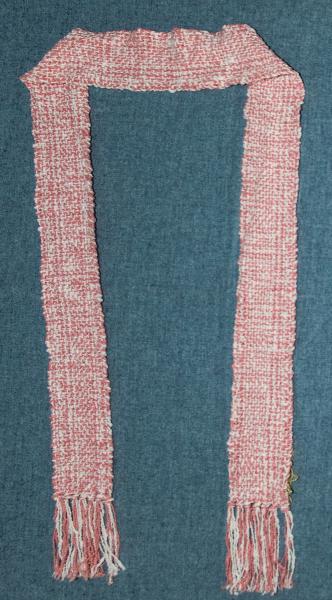 Handwoven Women's Scarf Salmon White Cotton picture