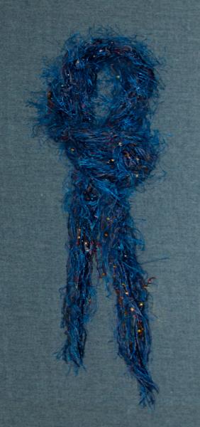 Women's Scarf, Delicate Lacy Hand Knit Blue
