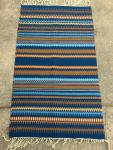 Handwoven Rug, 100% Hand Dyed Wool, Blues and Oranges