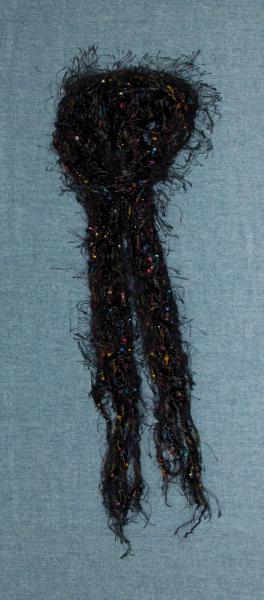 Women's Scarf, Delicate Lacy Hand Knit Black picture